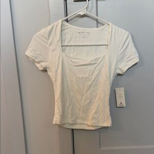 NWT Rose Cream Square Neck Short Sleeve Tee
